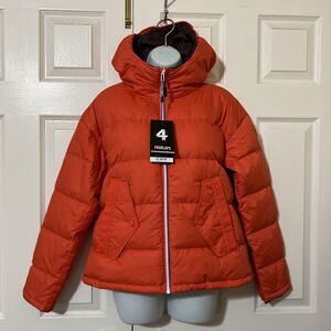 $248 NWT FOURLAPS Orange Duck Down Insulated COVER DOWN JACKET Puffer Jacket SML